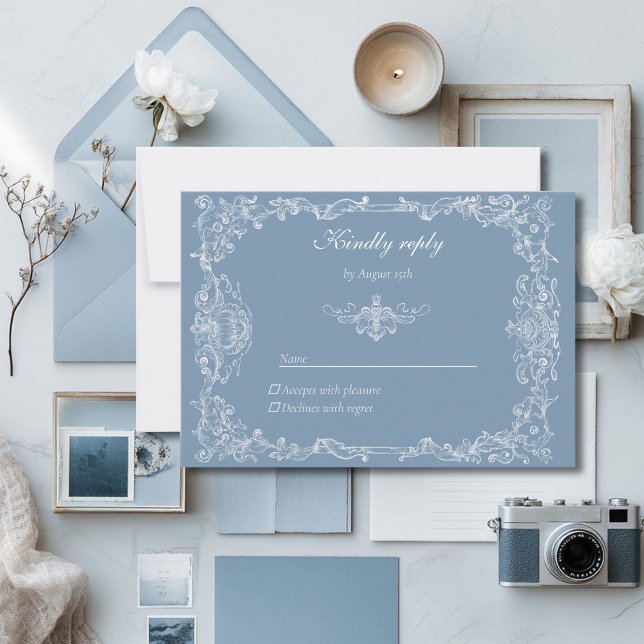 Cartons Réponse Baroque Vintage Damask Wedding Response Card (Créateur téléchargé)