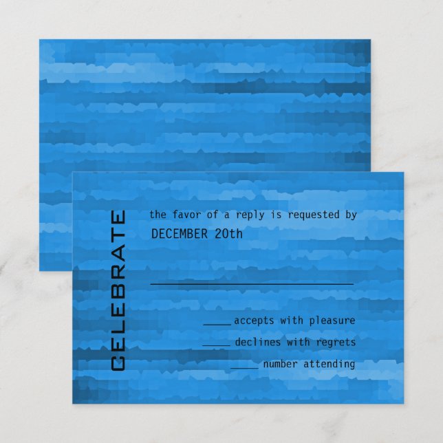 Cartons Réponse Barre Mitzvah Blue Techno Streaks (Devant / Derrière)