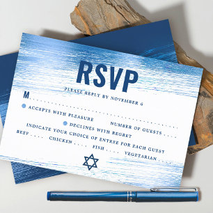 Cartons Réponse Barre Mitzvah moderne Gras Marine Typographie Blue