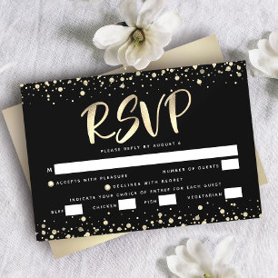 Cartons Réponse Bat mitzvah Black Gold Foil Parties scintillant Sc