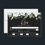 Cartons Réponse Bat mitzvah Black Gold Script Aquarelle Floral<br><div class="desc">Soyez fier, réjouissez-vous et célébrez cette étape importante de votre Bat mitzvah préféré avec cette carte d'insertion RSVP sophistiquée et personnalisée pour votre événement! Une aquarelle florale chic, étonnante, blanche et dorée parties scintillant avec typographie de faux script de feuille d'or et blanc sans serif type superposent un arrière -...</div>