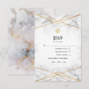 Cartons Réponse Bat mitzvah géométrique en marbre doré