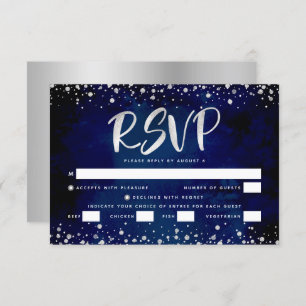 Cartons Réponse Bat mitzvah Marine Aquarelle Argent Script Entrée