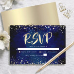 Cartons Réponse Bat mitzvah Marine Aquarelle Parties scintillant o<br><div class="desc">Soyez fier, réjouissez-vous et présentez cette étape importante de votre Bat mitzvah préféré ! Inclure cette carte d'insertion RSVP étonnante, moderne et personnalisée pour votre événement. Un arrière - plan d'aquarelle bleu marine riche, dramatique et spectaculaire est superposé par un script de calligraphie de feuille d'or et de confettis. Personnalisez...</div>