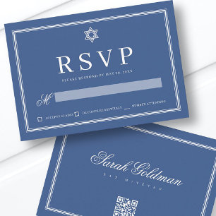 Cartons Réponse Bat mitzvah Moderne Monogramme Simple QR Code