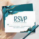 Cartons Réponse Bat mitzvah Moderne Or Turquoise Agate Script<br><div class="desc">Soyez fier, réjouissez-vous et célébrez cette étape de votre Bat mitzvah préféré avec cette carte d'insertion RSVP cool, unique, moderne et personnalisée pour votre événement ! La typographie turquoise foncée recouvre un arrière - plan blanc simple et propre avec des roches d'agate bleu turquoise accentuées de veines faux or. Personnalisez...</div>