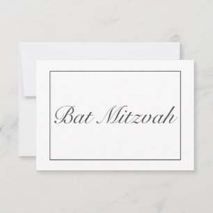 Cartons Réponse Bat mitzvah noir blanc minimaliste moderne