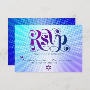 Cartons Réponse Bat mitzvah Retro Boho bleu pourpre dégradé gras