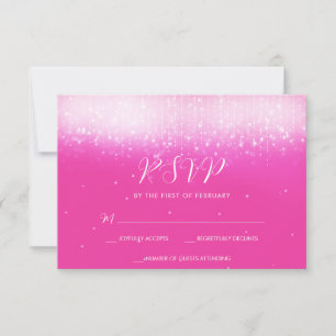 Cartons Réponse Bat mitzvah rose chaud Glam