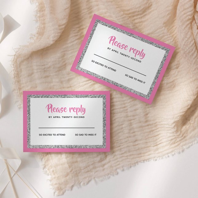 Cartons Réponse Bat mitzvah, rose et argent (Créateur téléchargé)
