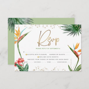 Cartons Réponse Bat mitzvah Tropical Gold Script Palm Aquarelle