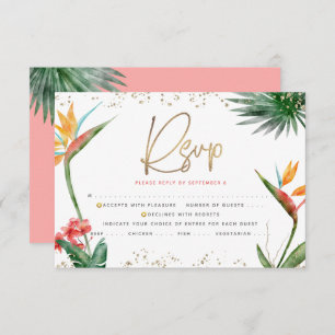 Cartons Réponse Bat mitzvah Tropical Gold Script Palm Aquarelle