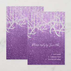Cartons Réponse Bat mitzvah violet blanc Extra Sparkly