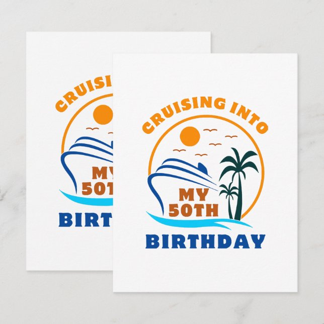 Cartons Réponse Bateau pour mes 50 ans de croisière (Devant / Derrière)