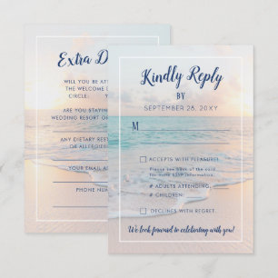Cartons Réponse Beach Destination Wedding Ocean Sunset Détails
