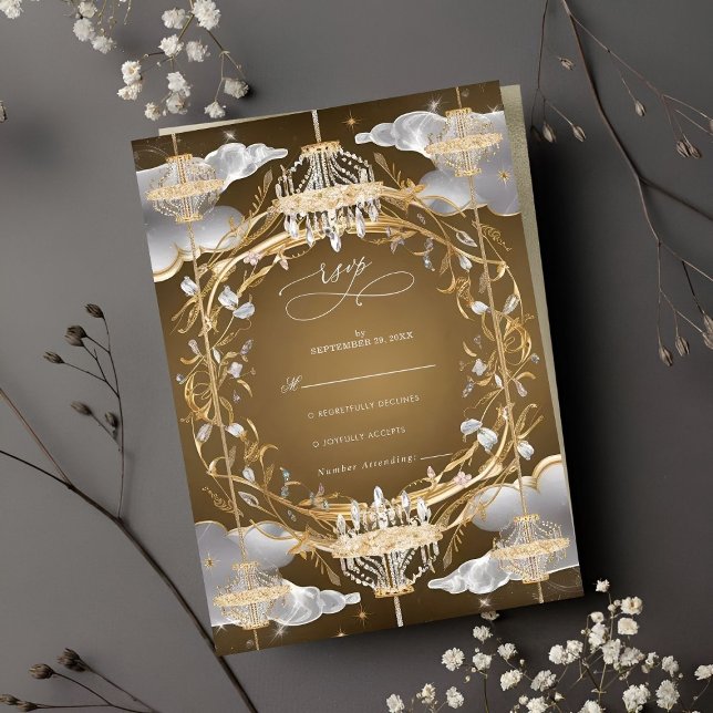 Cartons Réponse Beau Mariage opulent or et cristaux (Créateur téléchargé)
