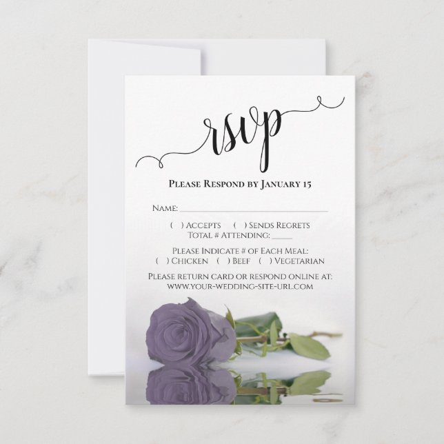 Cartons Réponse Beau reflet Dusty Purple Rose Mariage (Devant)