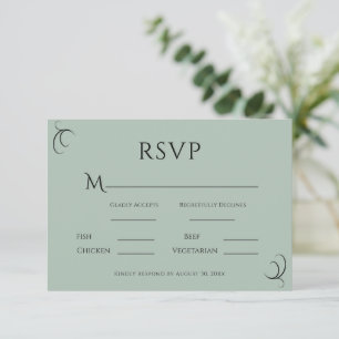 Cartons Réponse Beau Vert Simple Mariage moderne