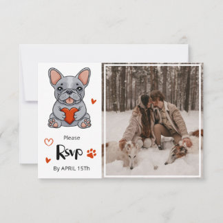 Cartons Réponse Beau Whimsical French Bulldog Enregistrer la date