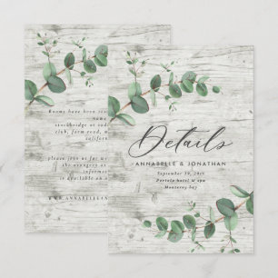 Cartons Réponse Beaux détails de mariage au eucalyptus délicat RSV