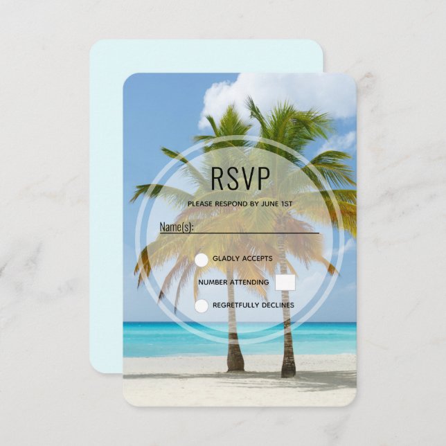Cartons Réponse Beaux palmiers sur une plage tropicale (Devant / Derrière)
