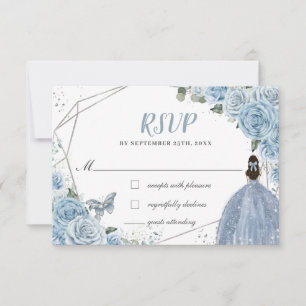 Cartons Réponse Bébé doux bleu Floral Roses Quinceañera Princesse