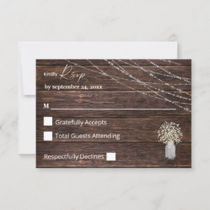 Cartons Réponse Bébé haleine, bois et cordes lumières pas de repas