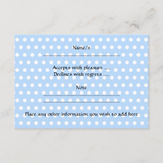 Cartons Réponse Bébé mignon garçon, sur le motif à pois bleu.