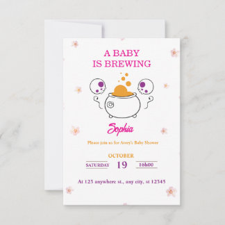 Cartons Réponse Bébé se prépare Halloween Rose Fille Baby Shower