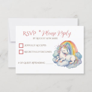 Cartons Réponse Bébé Unicorn Baby shower fille