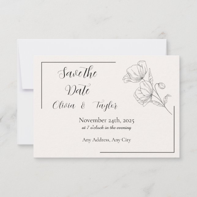 Cartons Réponse Beige Elegance Save the Date (Devant)