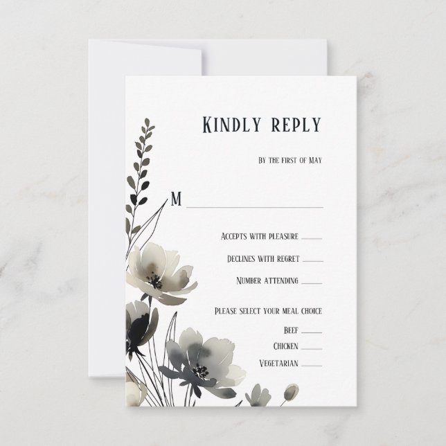 Cartons Réponse Beige Neutral Floral Wedding (Devant)