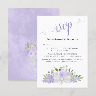 Cartons Réponse Belle Lavande Purple Aquarelle Rose Mariage