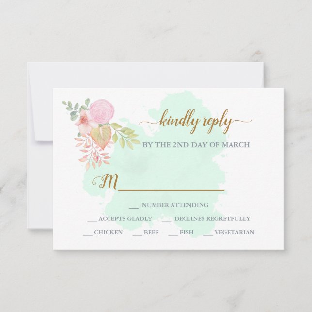 Cartons Réponse Belle Lime Green 💚 Botanique Boho Mariage (Devant)