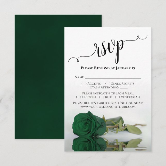 Cartons Réponse Belle Réflexion Emerald Green Mariage Rose (Devant / Derrière)