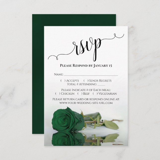Cartons Réponse Belle Réflexion Emerald Green Mariage Rose (Devant / Derrière)