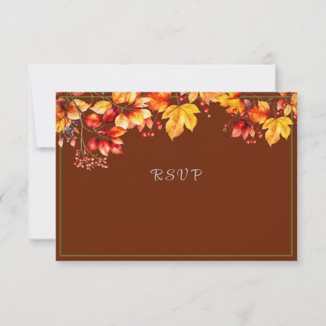 Cartons Réponse Belles feuilles d'automne et baies Mariage d'autom (Devant)