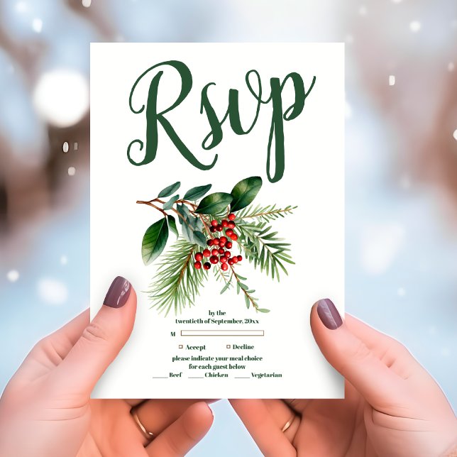 Cartons Réponse Berries de Noël et Mariage de pin (Créateur téléchargé)