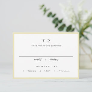 Cartons Réponse Beurre élégant Monogramme jaune Mariage moderne