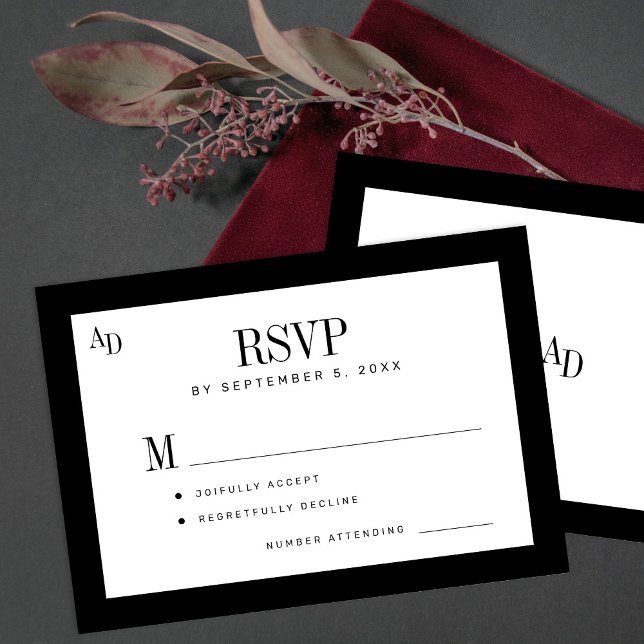 Cartons Réponse Black and white classic formal old money wedding (Créateur téléchargé)