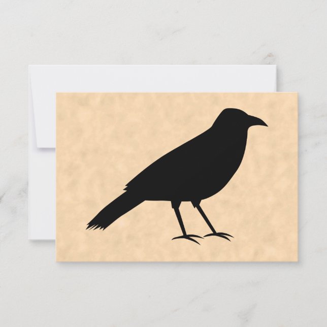 Cartons Réponse Black Crow Bird sur un Motif de parchemin. (Devant)