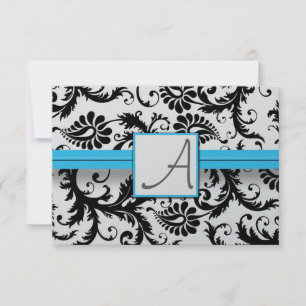 Cartons Réponse Black Damask Éperce Bright Aqua Raisonné Trim