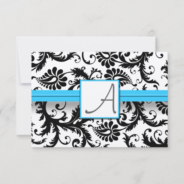 Cartons Réponse Black Damask Éperce Bright Aqua Raisonné Trim (Devant)