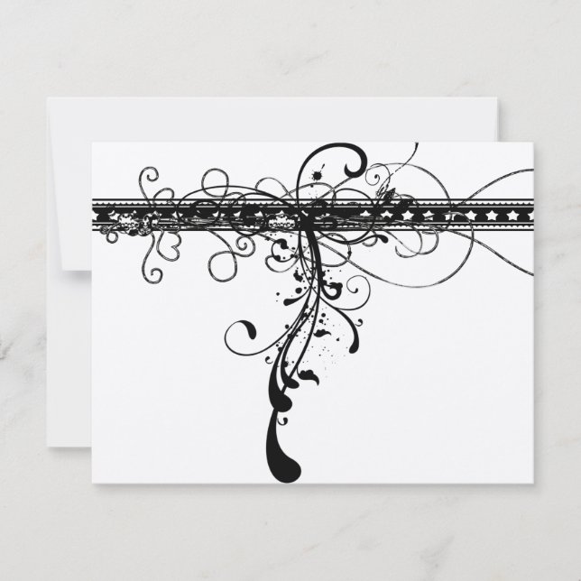 Cartons Réponse Black Funky Elegant Mariage de perles (Devant)