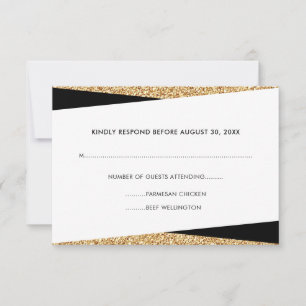 Cartons Réponse Black & Gold Parties scintillant Business Professi
