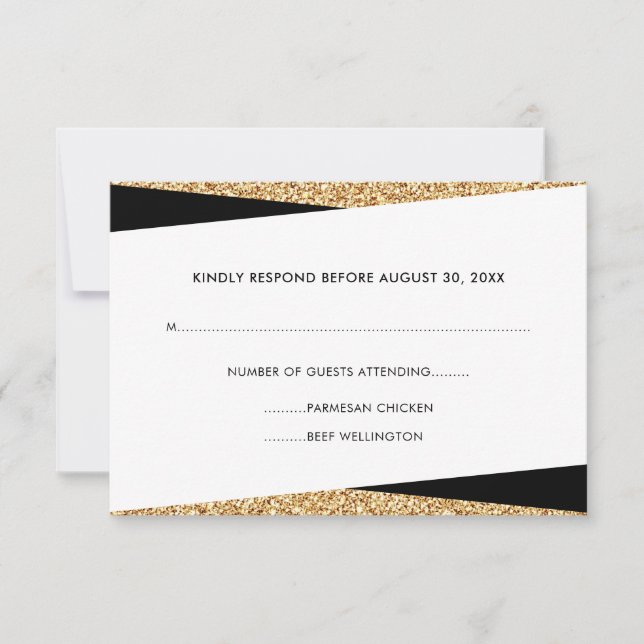 Cartons Réponse Black & Gold Parties scintillant Business Professi (Devant)