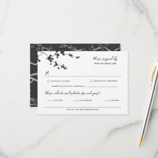 Cartons Réponse Black Sakura Cerry Blossom Élégant Mariage asiatiq