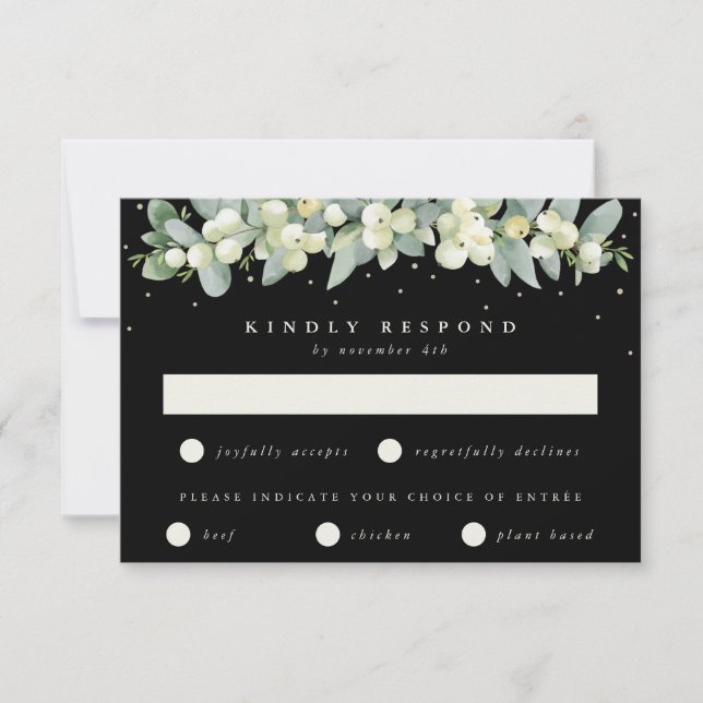 Cartons Réponse Black Snowberry+Eucalyptus Garland Mariage (Devant)