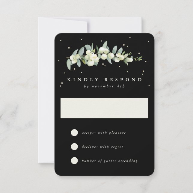 Cartons Réponse Black Snowberry+Eucalyptus Mariage (Devant)