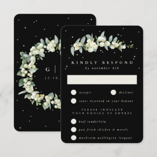 Cartons Réponse Black Snowberry+Eucalyptus Mariage à tige